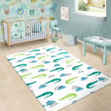 Watercolor Crocodile Pattern Area Rug