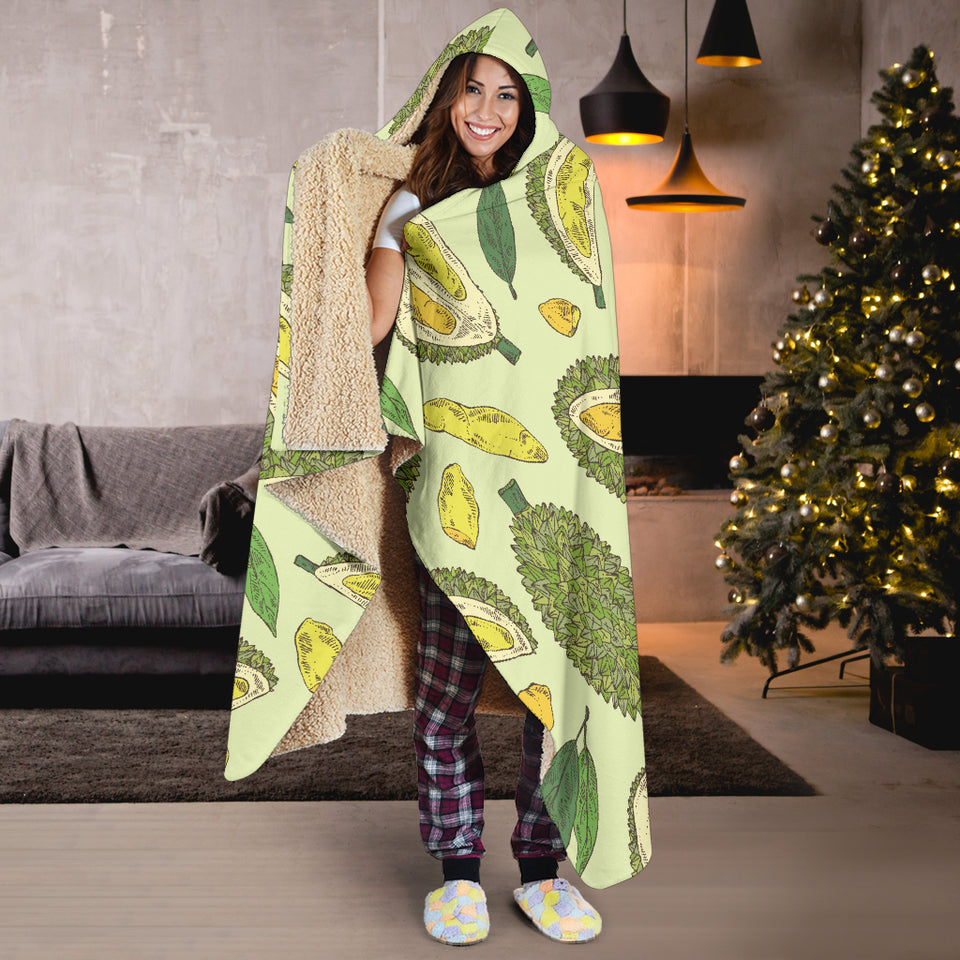 Durian Leaves Pattern Background Hooded Blanket