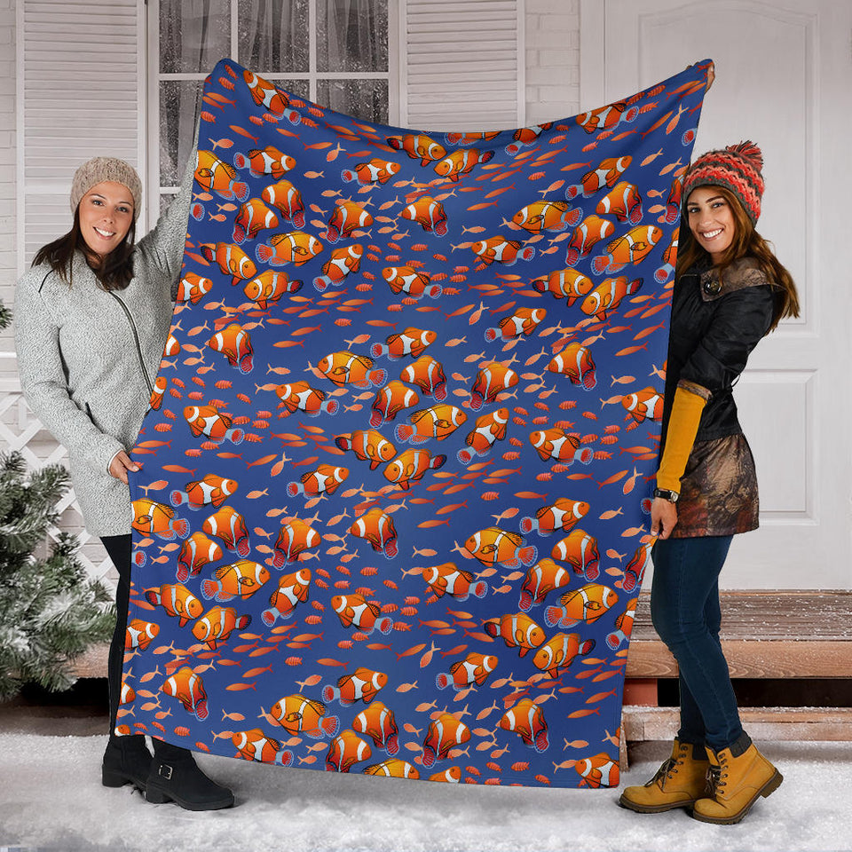 Clown Fish Pattern Print Design 04 Premium Blanket