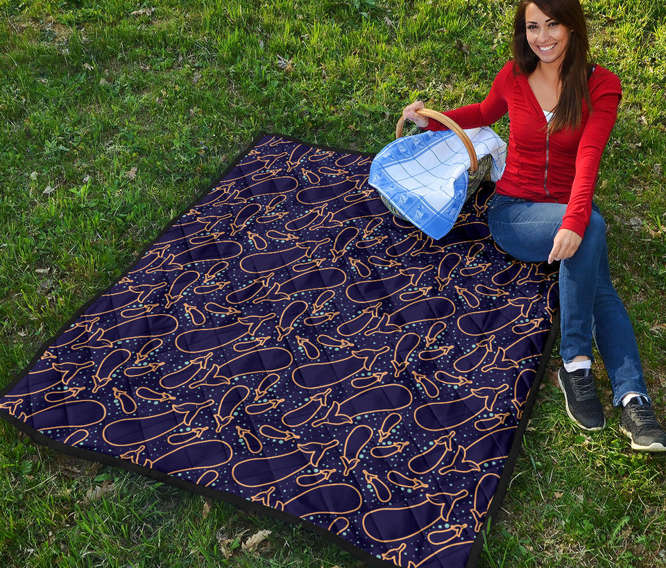 Eggplant Pattern Print Design 04 Premium Quilt