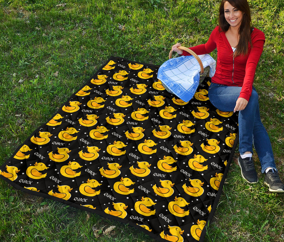 Duck Toy Pattern Print Design 05 Premium Quilt