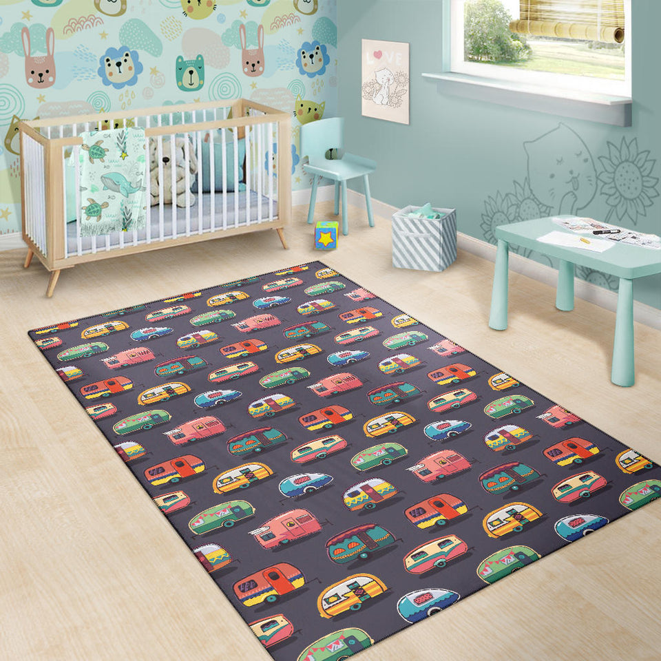 Camper Van Pattern Print Design 02 Area Rug