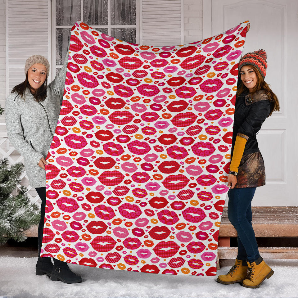 Lips Pattern Print Design 01 Premium Blanket