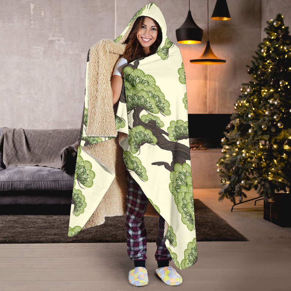 Bonsai Pattern Hooded Blanket