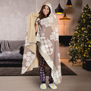 Beautiful Hexagon Japanese  Pattern Hooded Blanket