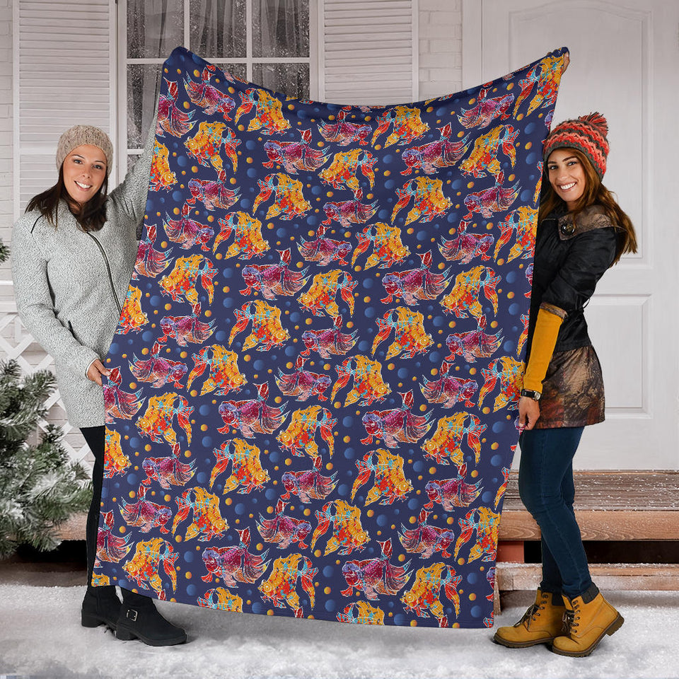 Goldfish Pattern Print Design 05 Premium Blanket