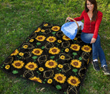 Sunflower Golden Polygonal Shapes Premium Quilt