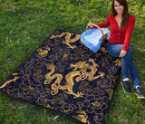 Gold Dragon Pattern Premium Quilt