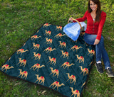 Camel Pattern Blue Blackground Premium Quilt
