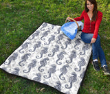 Seahorse Pattern Background Premium Quilt