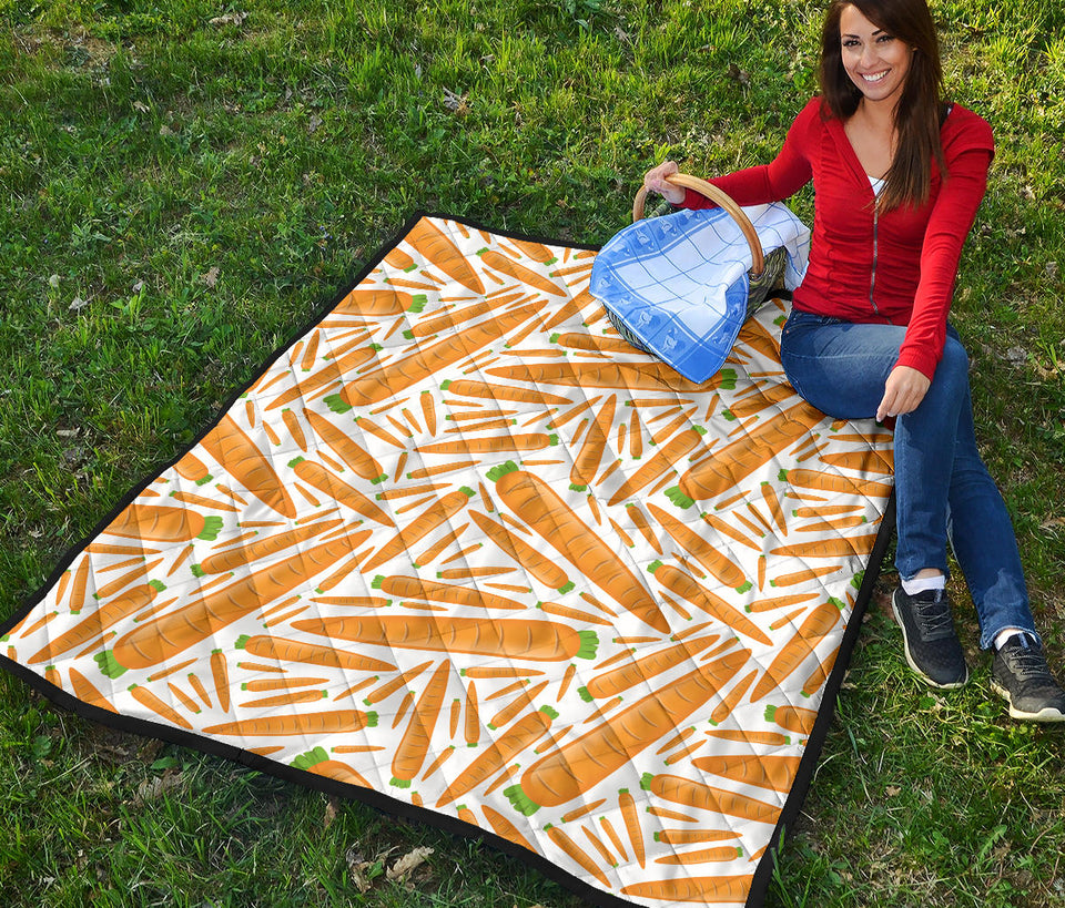 Carrot Pattern Print Design 02 Premium Quilt