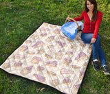 Cakes Pies Tarts Muffins And Eclairs Purple Blueberry Topping Pattern Premium Quilt