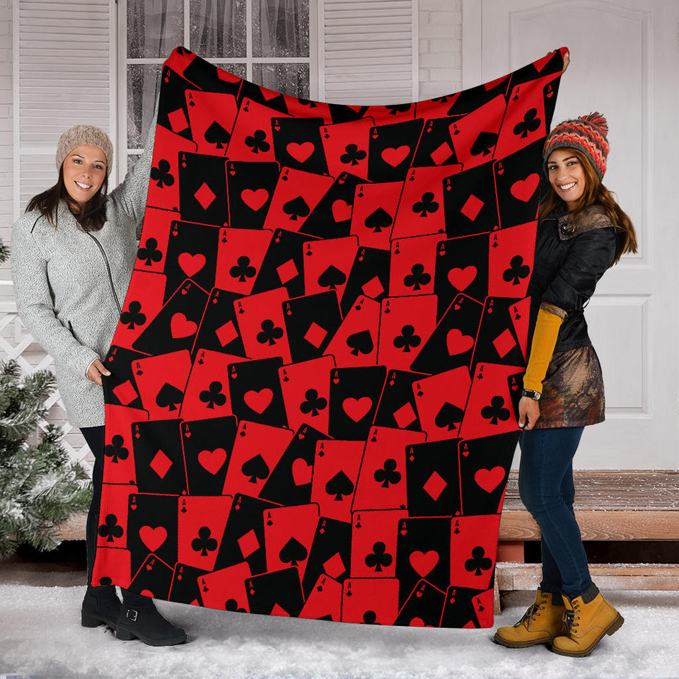 Casino Cards Suits Pattern Print Design 02 Premium Blanket