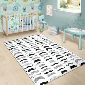 Mustache Beard Pattern Print Design 04 Area Rug