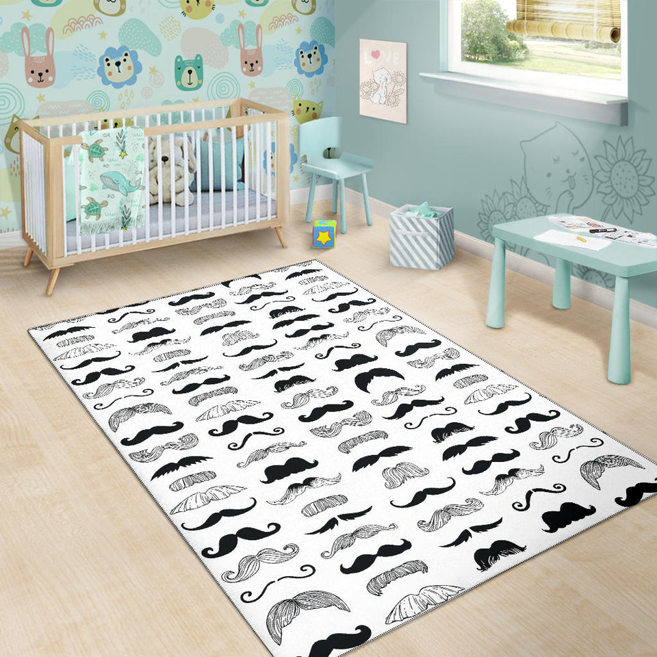 Mustache Beard Pattern Print Design 04 Area Rug