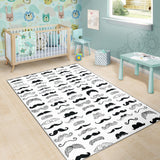 Mustache Beard Pattern Print Design 04 Area Rug