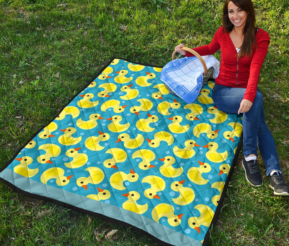 Duck Toy Pattern Print Design 04 Premium Quilt