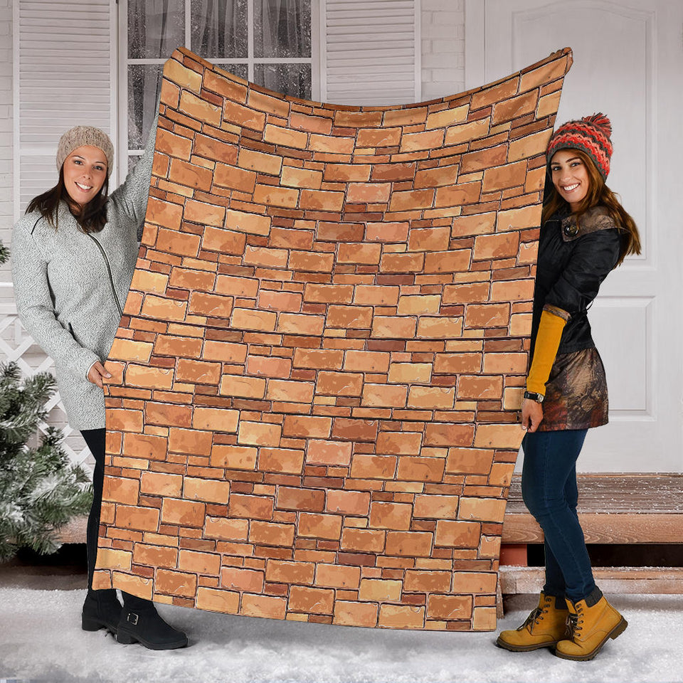Brick Printed Pattern Print Design 04 Premium Blanket