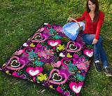 Heart Dot Wave Star Creative Design Pattern Premium Quilt