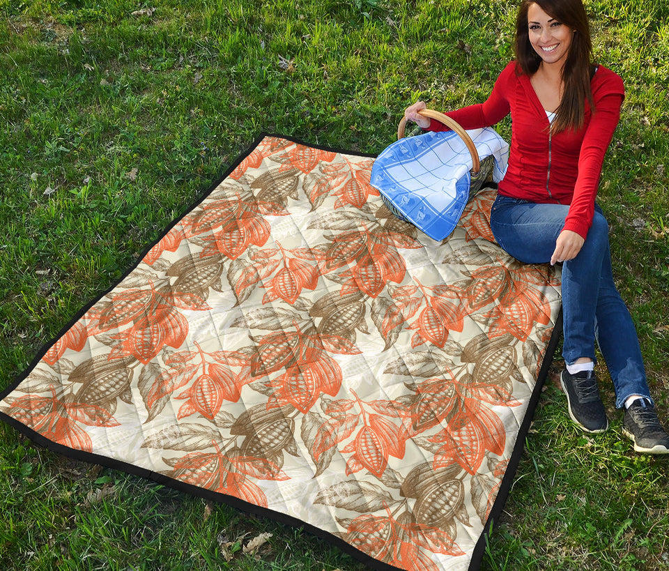 Cocoa Beans Cocoa Tree Pattern Premium Quilt