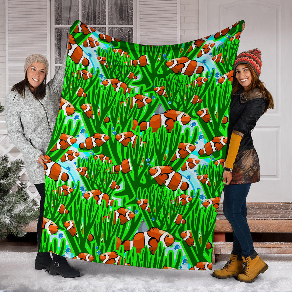 Clown Fish Pattern Print Design 01 Premium Blanket