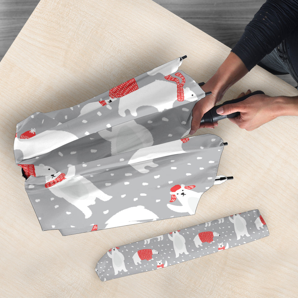 Cute Polar Bear Christmas Snow Pattern Umbrella