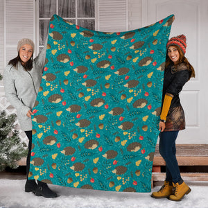 Hedgehog Pattern Print Design 01 Premium Blanket