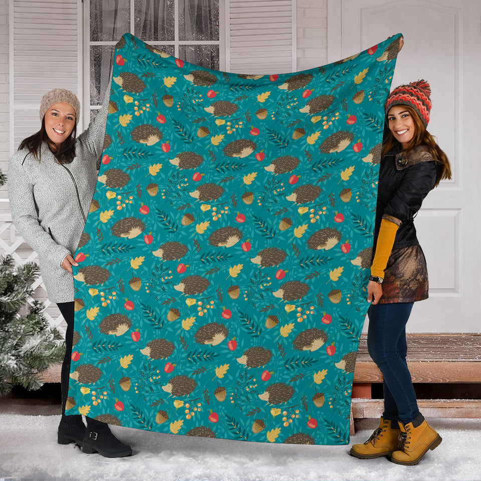 Hedgehog Pattern Print Design 01 Premium Blanket