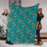 Hedgehog Pattern Print Design 01 Premium Blanket