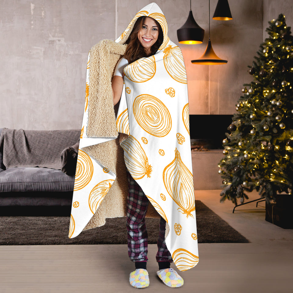Hand Drawn Onion Pattern Hooded Blanket