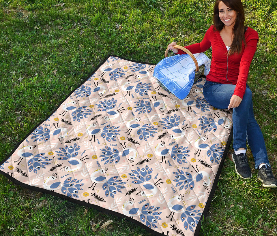 Cute Peacock Pattern Premium Quilt