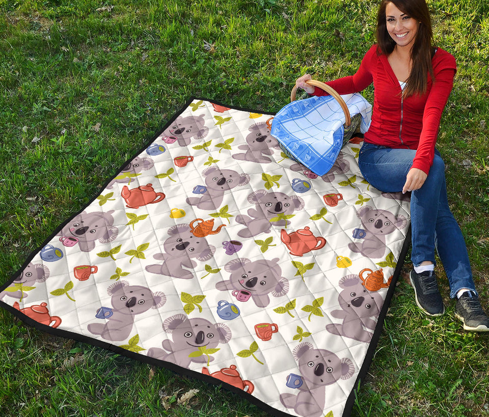 Cute Koalas Teapots Tea Premium Quilt