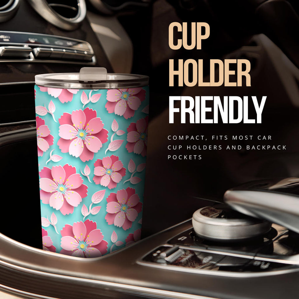 3D Sakura Cherry Blossom Pattern Tumbler