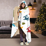 Colorful Helicopter Pattern Hooded Blanket