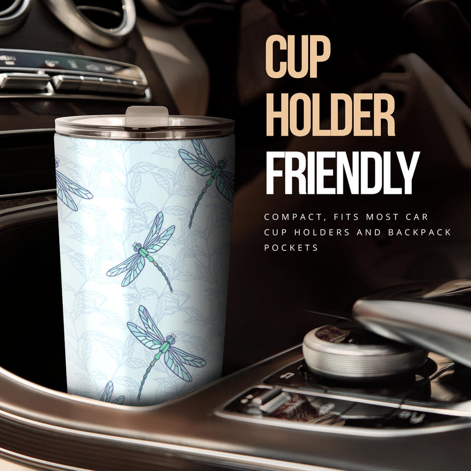 Dragonfly Pattern Blue Background Tumbler