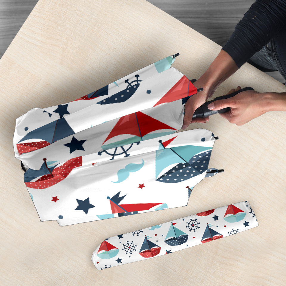 Cute Color Paper Sailboat Pattern Umbrella