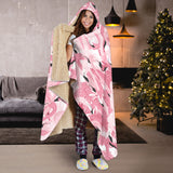 Pink Flamingos Pattern Background Hooded Blanket