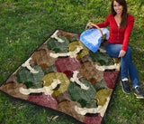 Japanese Cranes Flying Forest Dot Pattern Premium Quilt