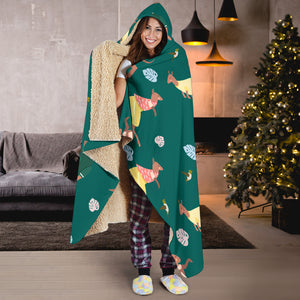 Kangaroo Leaves Pattern Hooded Blanket