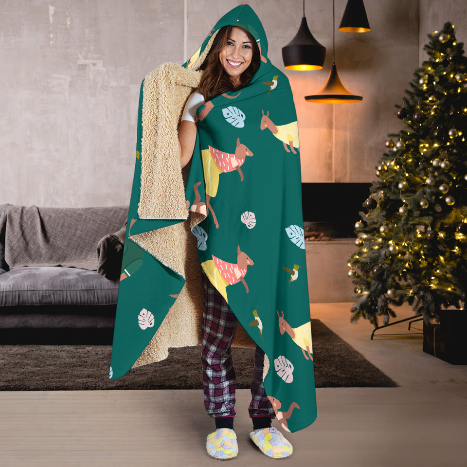 Kangaroo Leaves Pattern Hooded Blanket