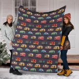 Camper Van Pattern Print Design 02 Premium Blanket