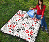Bicycle Pattern Print Design 04 Premium Quilt