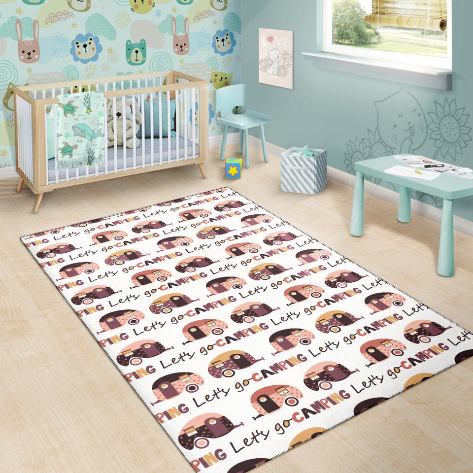 Camper Van Pattern Print Design 01 Area Rug