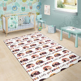 Camper Van Pattern Print Design 01 Area Rug