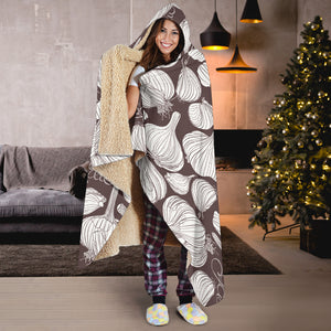 Garlic Bulb Dark Background Hooded Blanket
