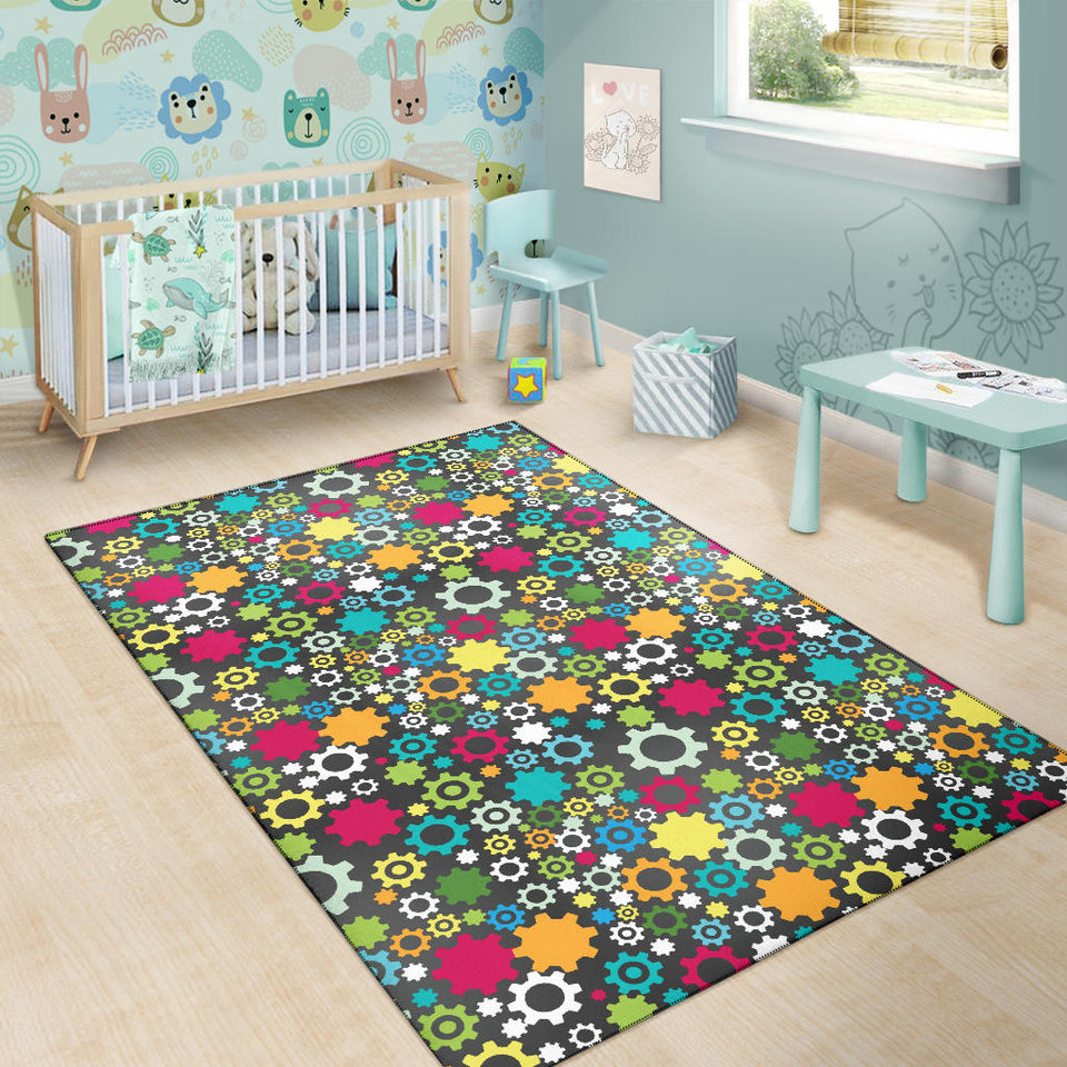 Gear Pattern Print Design 03 Area Rug