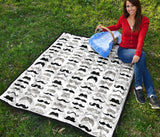 Mustache Beard Pattern Print Design 04 Premium Quilt