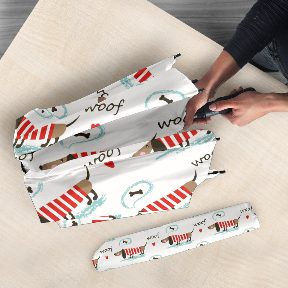 Cute Dachshund Bone Pattern Umbrella