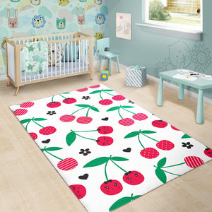 Cherry Pattern White Background Area Rug
