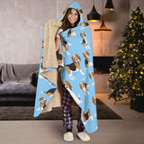 Beagle Dog Blue Background Pattern Hooded Blanket